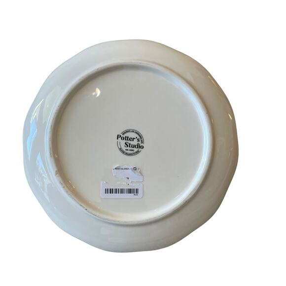 4 Potter's Studio CHRISTMAS TREE PINK Salad Plates 9in Ceramic Bows Holiday New - Picture 13 of 16